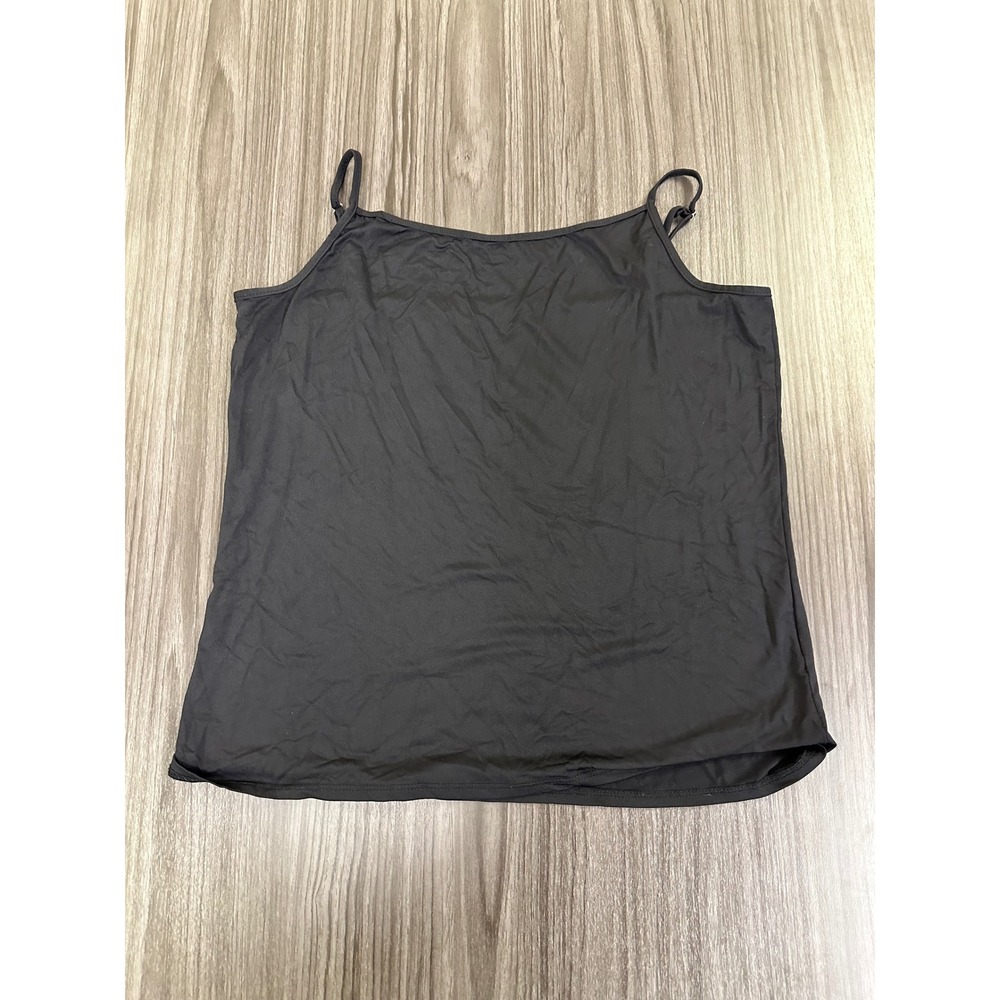 Black Spaghetti Strap Camisole Adjustable Thin Strap Layering Tank Top Medium